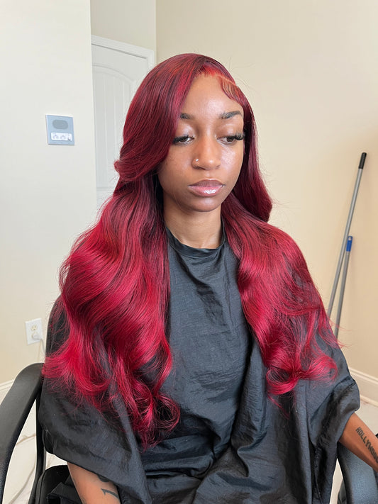Body Wave 99J Red Colored Wig (200% Density)